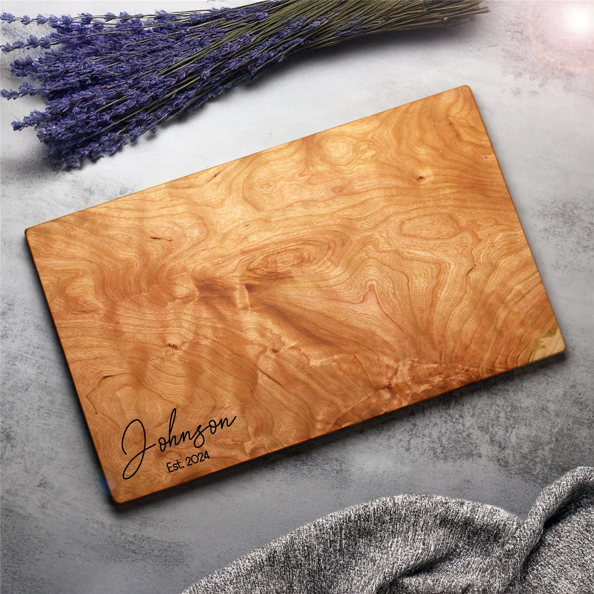 Cherry cutting board with personalized name engraving